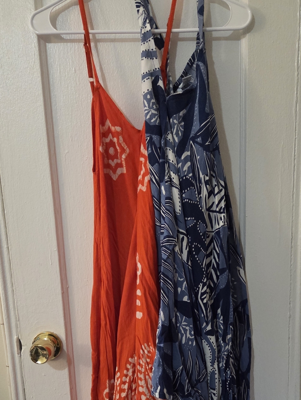 2 Boho Hankerchief Tie-Dye Spaghetti Strap Maxi Dresses